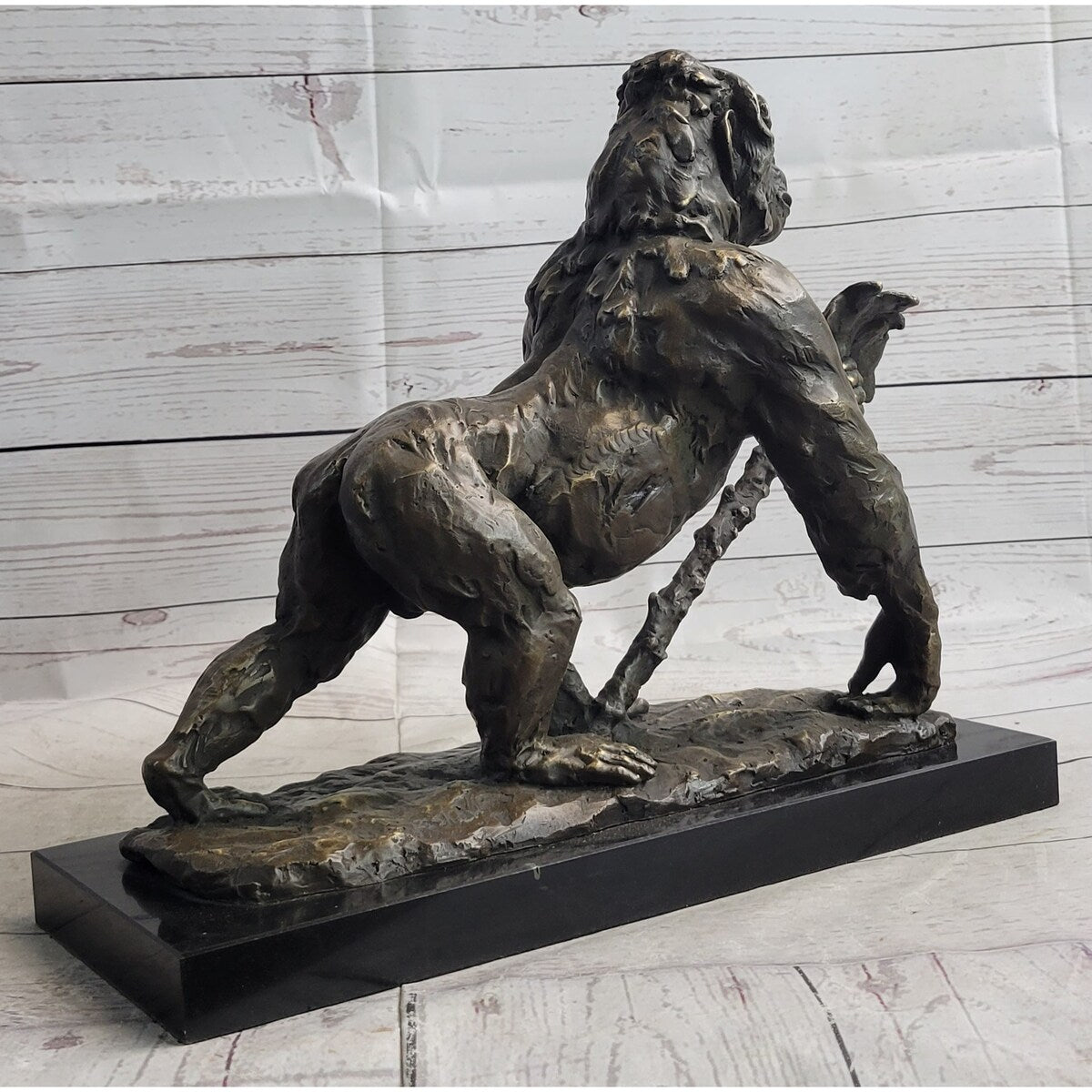 Gorilla Great Ape Bronze Metal Statue Sculpture Figure Decor Signed On Marble Base