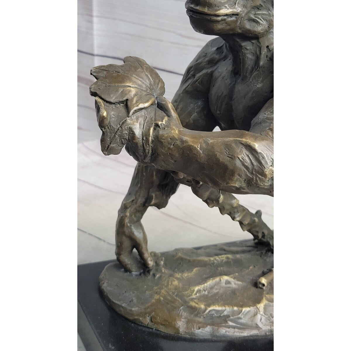 Gorilla Great Ape Bronze Metal Statue Sculpture Figure Decor Signed On Marble Base