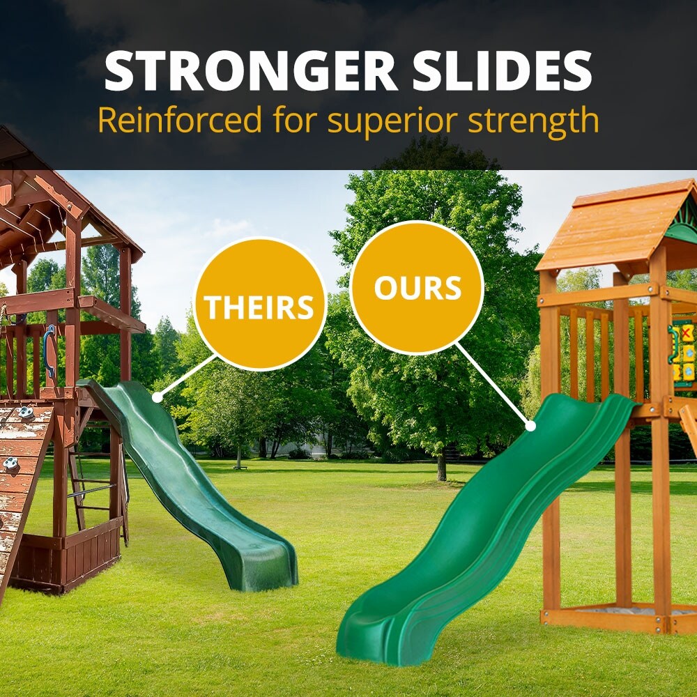 Gorilla Playsets Avalon Wood Swing Set with Dual Slides - Amber