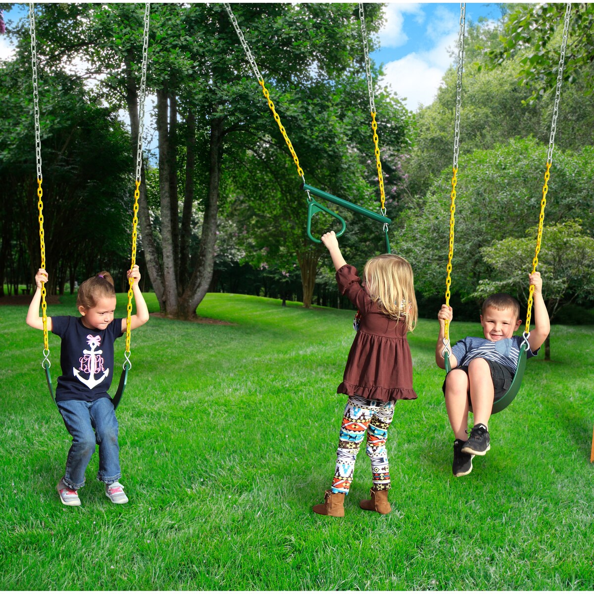 Gorilla Playsets Chateau Wood Swing Set with Malibu Roof, Rock Wall, and Built-In Picnic Table - Amber