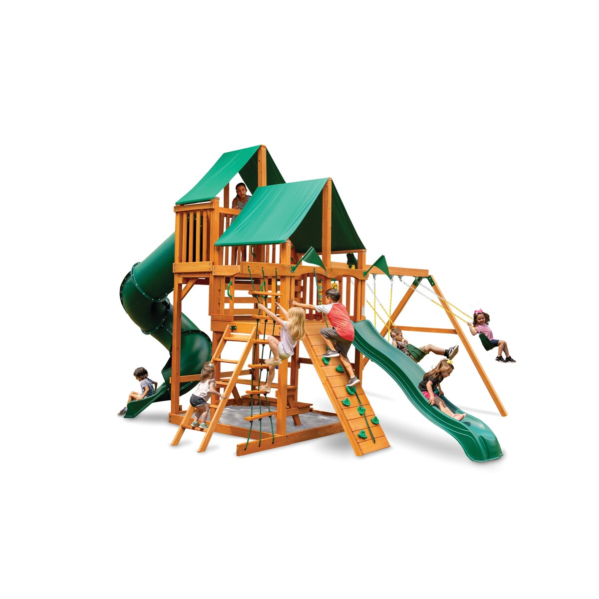Gorilla Playsets Great Skye I Wooden Play Set with 2 Slides and Multiple Play Decks