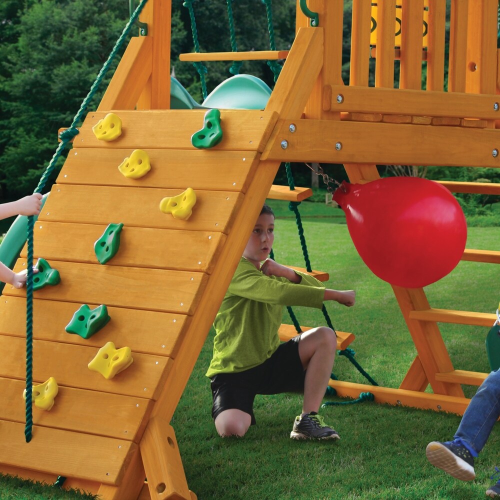 Gorilla Playsets High Point Wooden Swing Set with Punching Ball - Amber