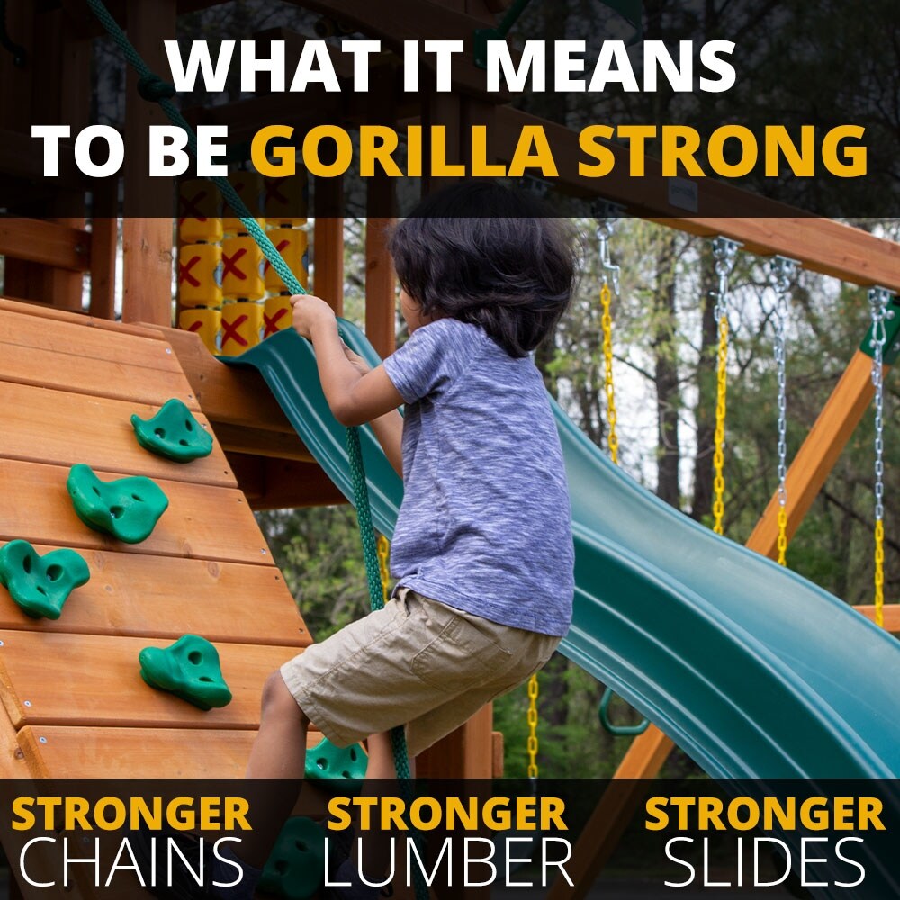 Gorilla Playsets Mountaineer Wood Swing Set with Tube Slide