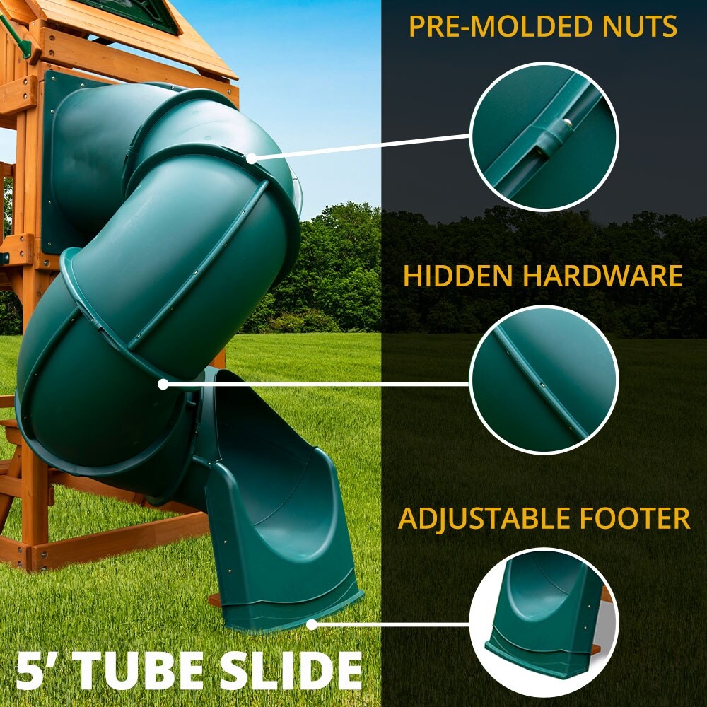 Gorilla Playsets Mountaineer Wood Swing Set with Tube Slide