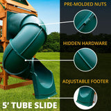 Gorilla Playsets Mountaineer Wood Swing Set with Tube Slide