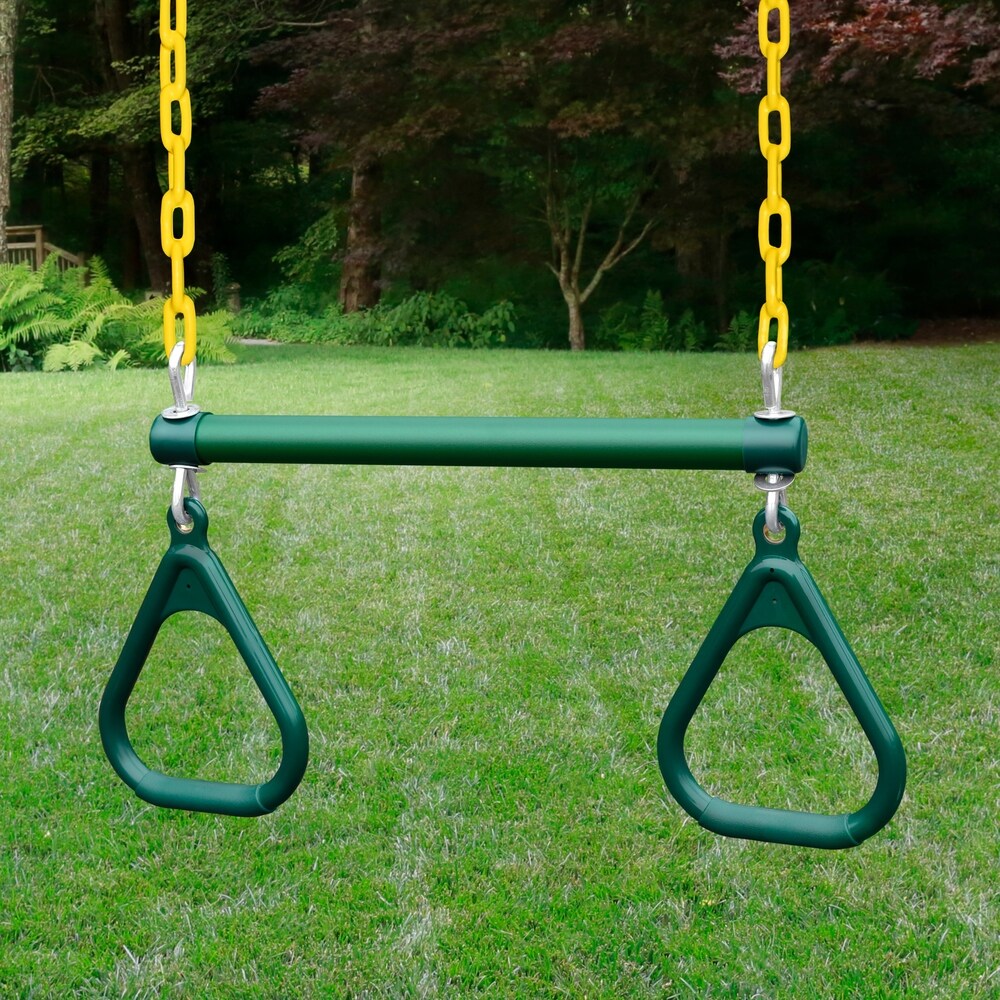 Gorilla Playsets Sun Valley I Wooden Swing Set with Green Vinyl Canopy and Rope Ladder