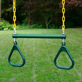 Gorilla Playsets Sun Valley I Wooden Swing Set with Green Vinyl Canopy and Rope Ladder