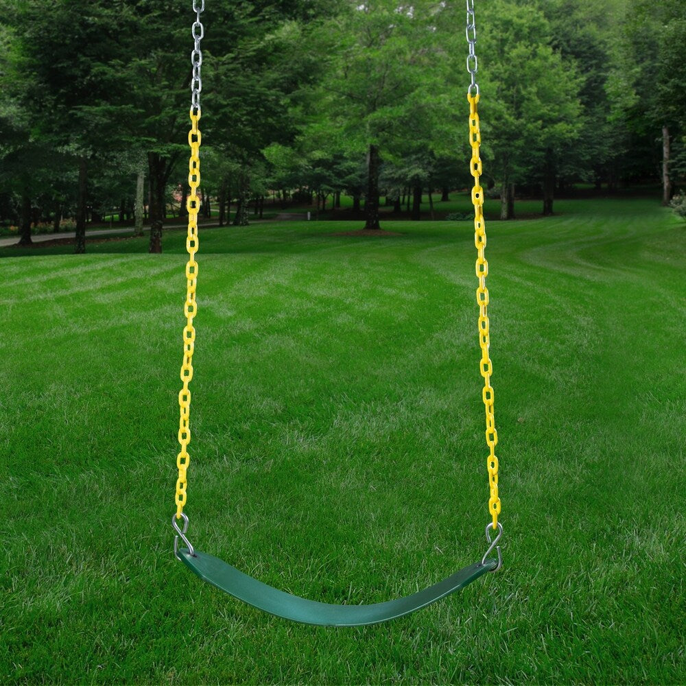 Gorilla Playsets Sun Valley I Wooden Swing Set with Green Vinyl Canopy and Rope Ladder