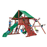 Gorilla Playsets Sun Valley I Wooden Swing Set with Green Vinyl Canopy and Rope Ladder