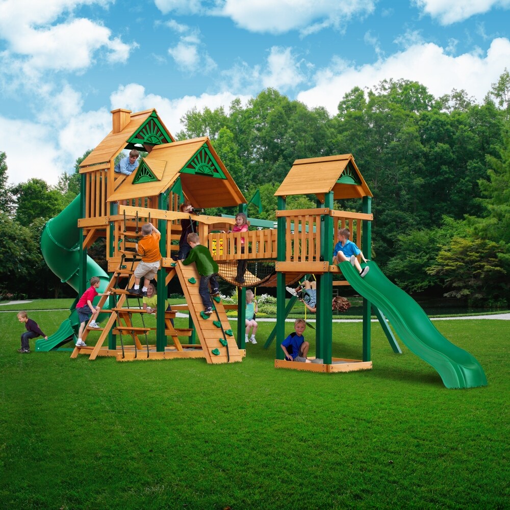 Gorilla Playsets Treasure Trove I Cedar Swing Set with Timber Shield Posts