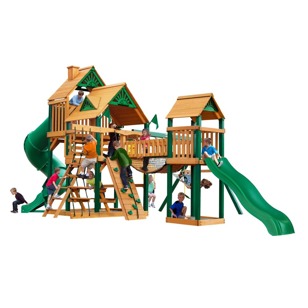 Gorilla Playsets Treasure Trove I Cedar Swing Set with Timber Shield Posts