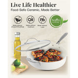 Gotham Steel Cream Ultra Nonstick Ceramic 5.5 Qt Jumbo Cooker Pan with Lid