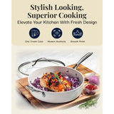 Gotham Steel Cream Ultra Nonstick Ceramic 5.5 Qt Jumbo Cooker Pan with Lid