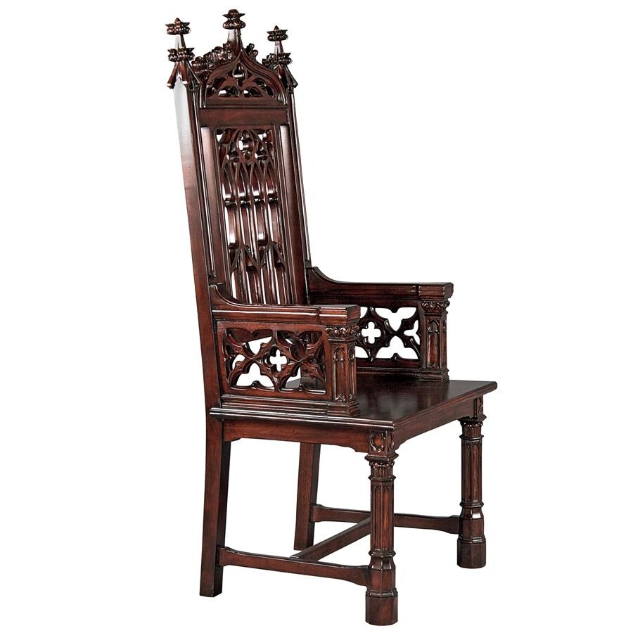 Design Toscano Gothic Tracery Cathedral Chair Set of Two - Brown