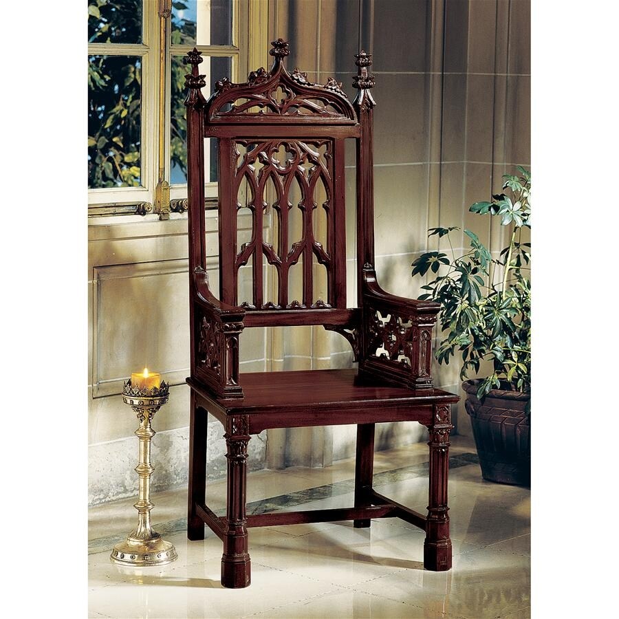 Design Toscano Gothic Tracery Cathedral Chair Set of Two - Brown