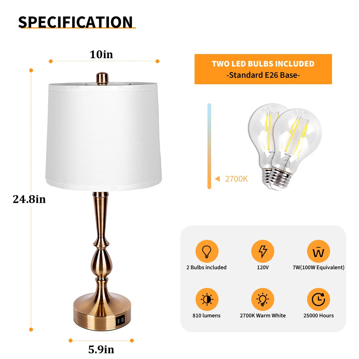 Gourd Table Lamp (Bronze) - 6*6*7