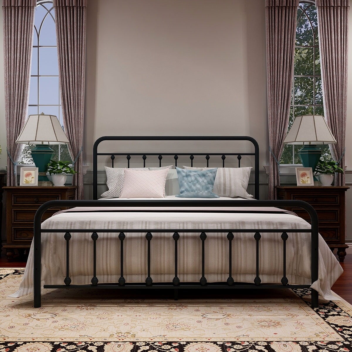 Goutwel Metal Bed Frame Victorian Vintage Style Headboard and Footboard
