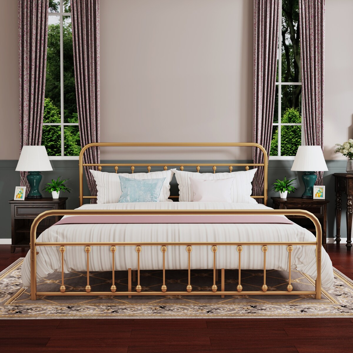 Goutwel Metal Bed Frame Victorian Vintage Style Headboard and Footboard