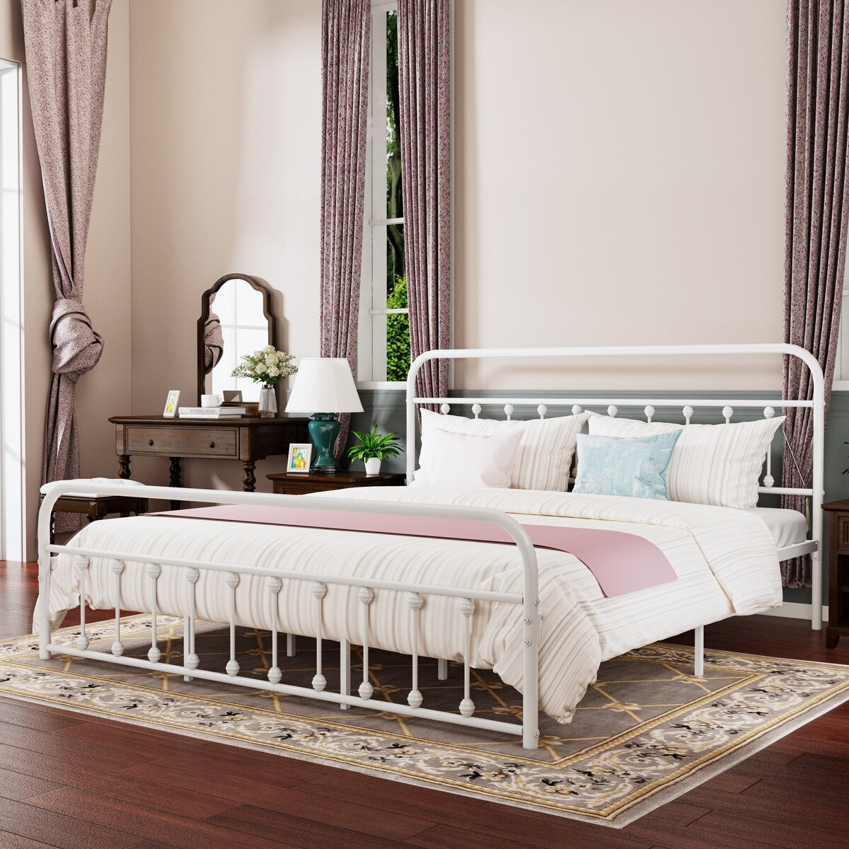 Goutwel Metal Bed Frame Victorian Vintage Style Headboard and Footboard