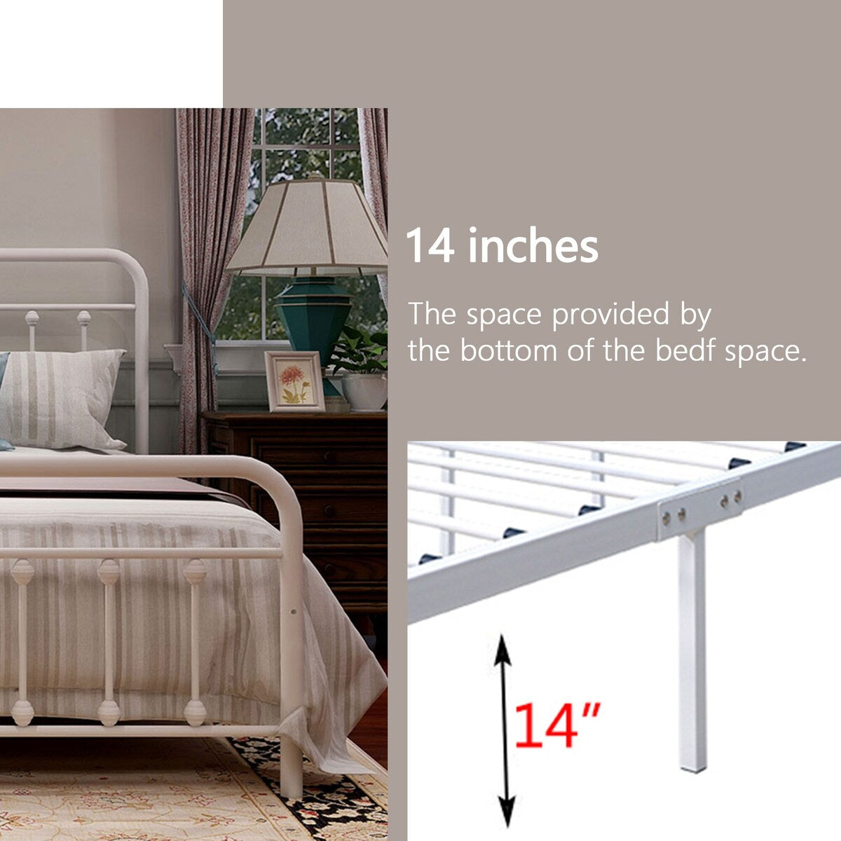 Goutwel Metal Bed Frame Victorian Vintage Style Headboard and Footboard