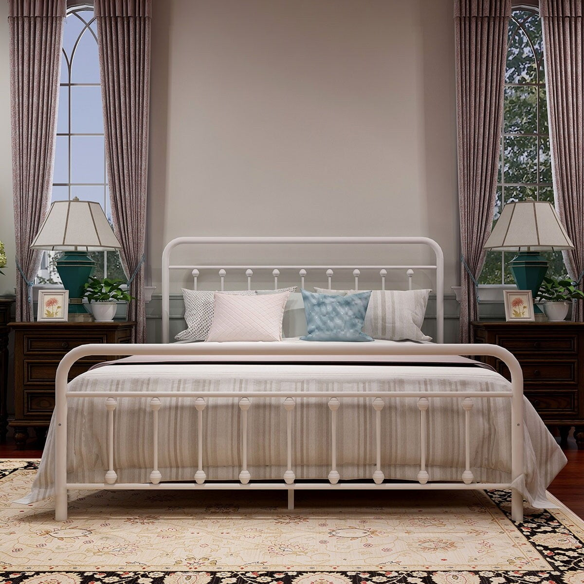 Goutwel Metal Bed Frame Victorian Vintage Style Headboard and Footboard