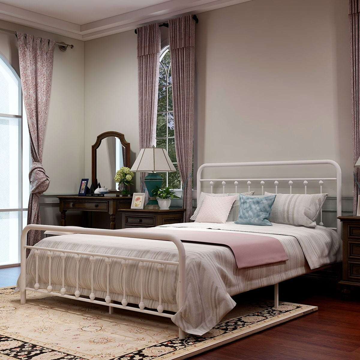 Goutwel Metal Bed Frame Victorian Vintage Style Headboard and Footboard