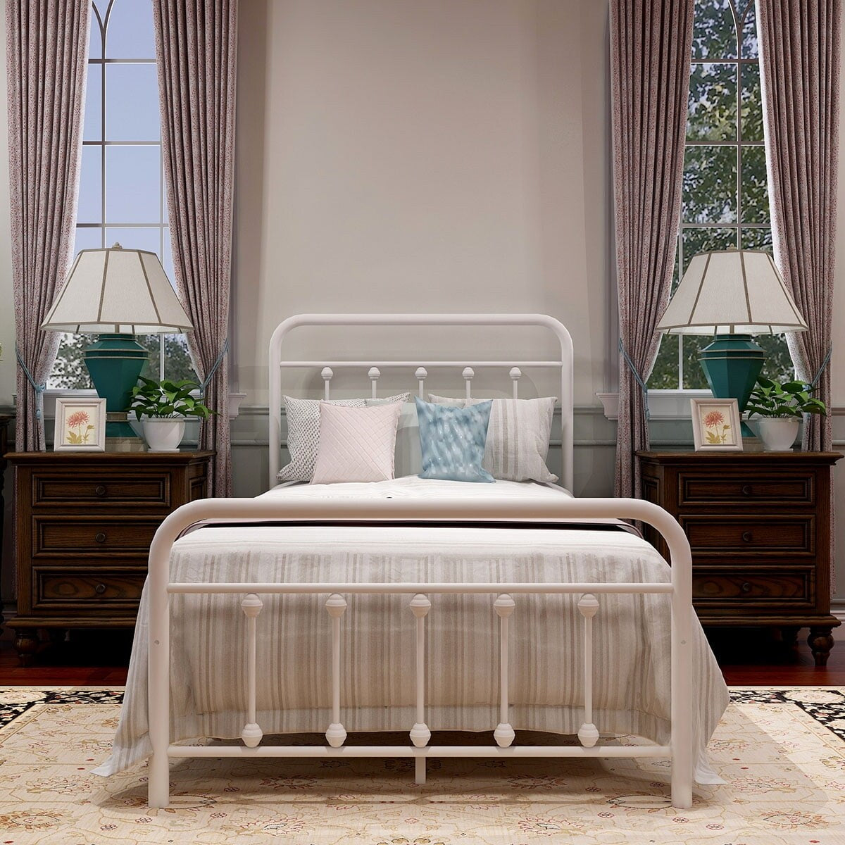 Goutwel Metal Bed Frame Victorian Vintage Style Headboard and Footboard