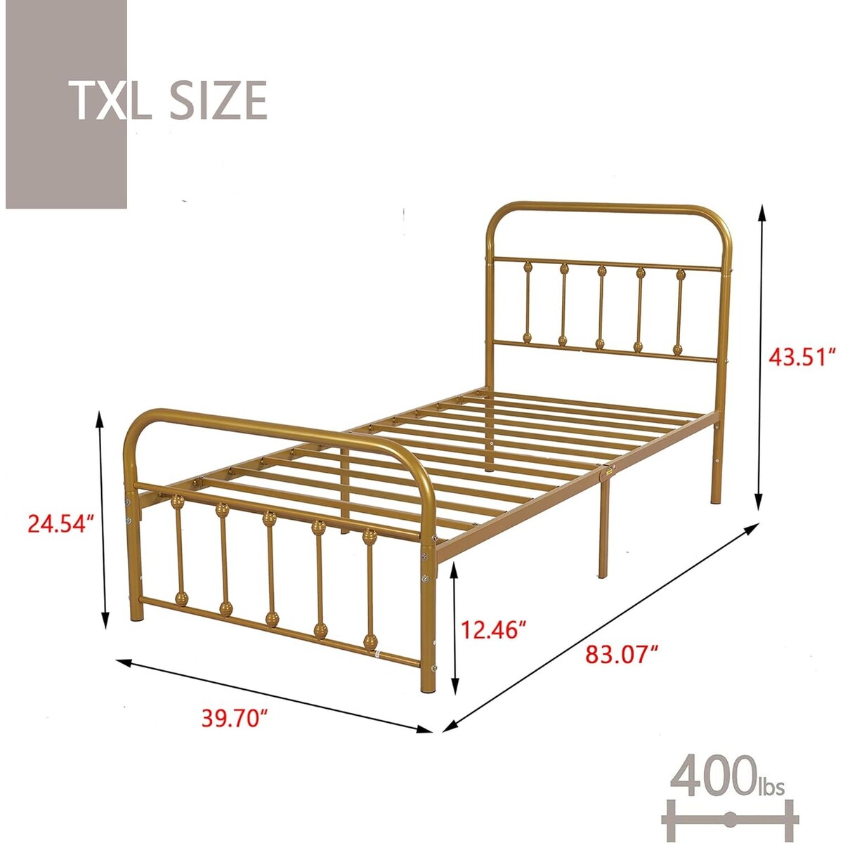 Goutwel Metal Bed Frame Victorian Vintage Style Headboard and Footboard