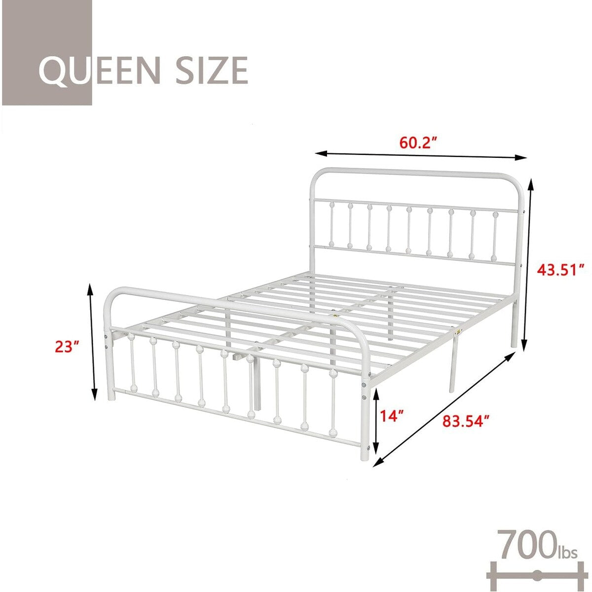 Goutwel Metal Bed Frame Victorian Vintage Style Headboard and Footboard