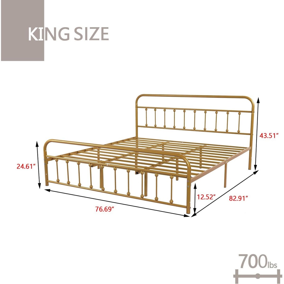 Goutwel Metal Bed Frame Victorian Vintage Style Headboard and Footboard