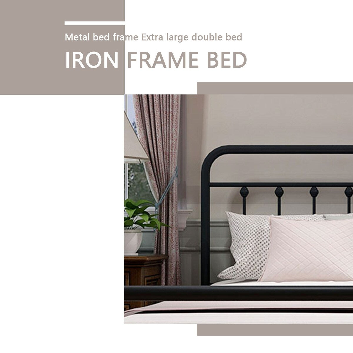 Goutwel Metal Bed Frame Victorian Vintage Style Headboard and Footboard