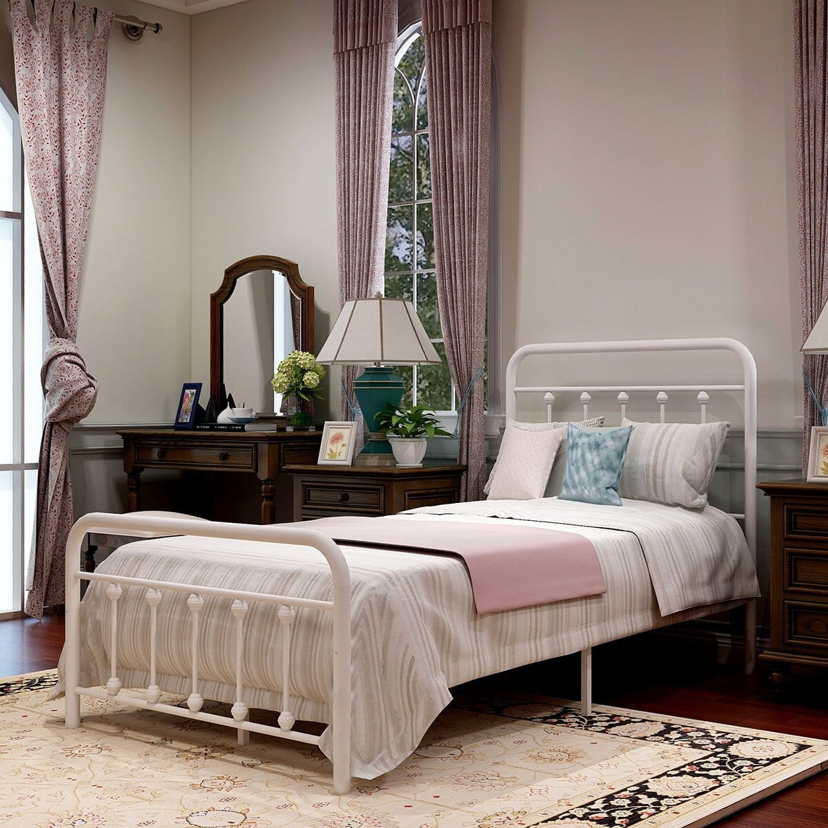 Goutwel Metal Bed Frame Victorian Vintage Style Headboard and Footboard