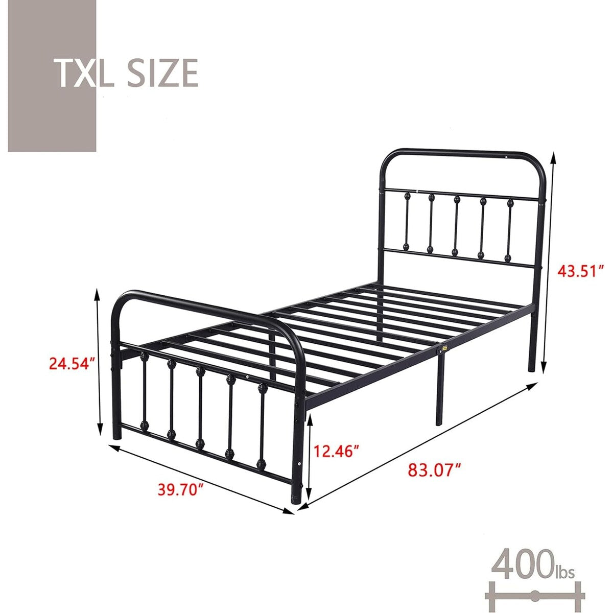 Goutwel Metal Bed Frame Victorian Vintage Style Headboard and Footboard