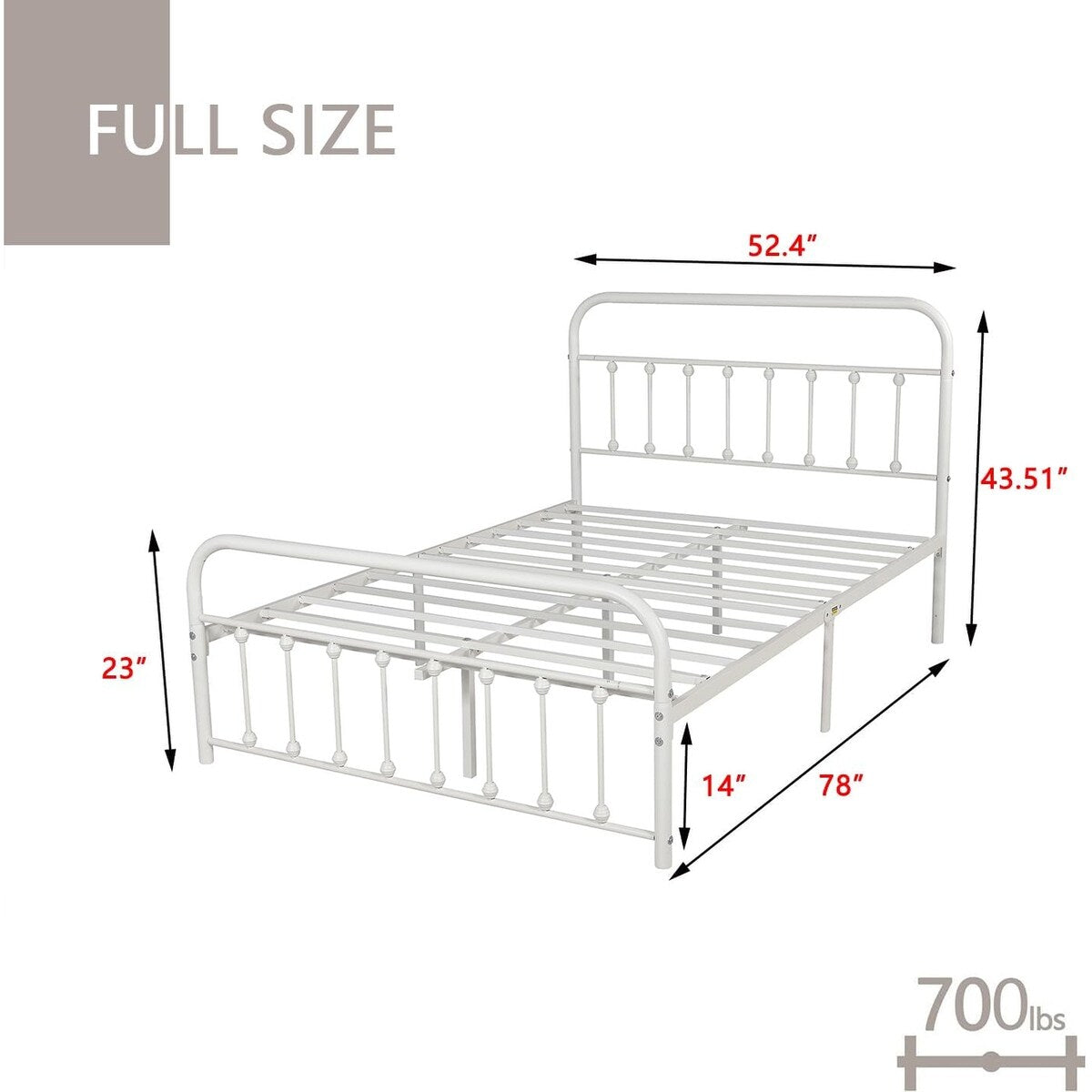 Goutwel Metal Bed Frame Victorian Vintage Style Headboard and Footboard