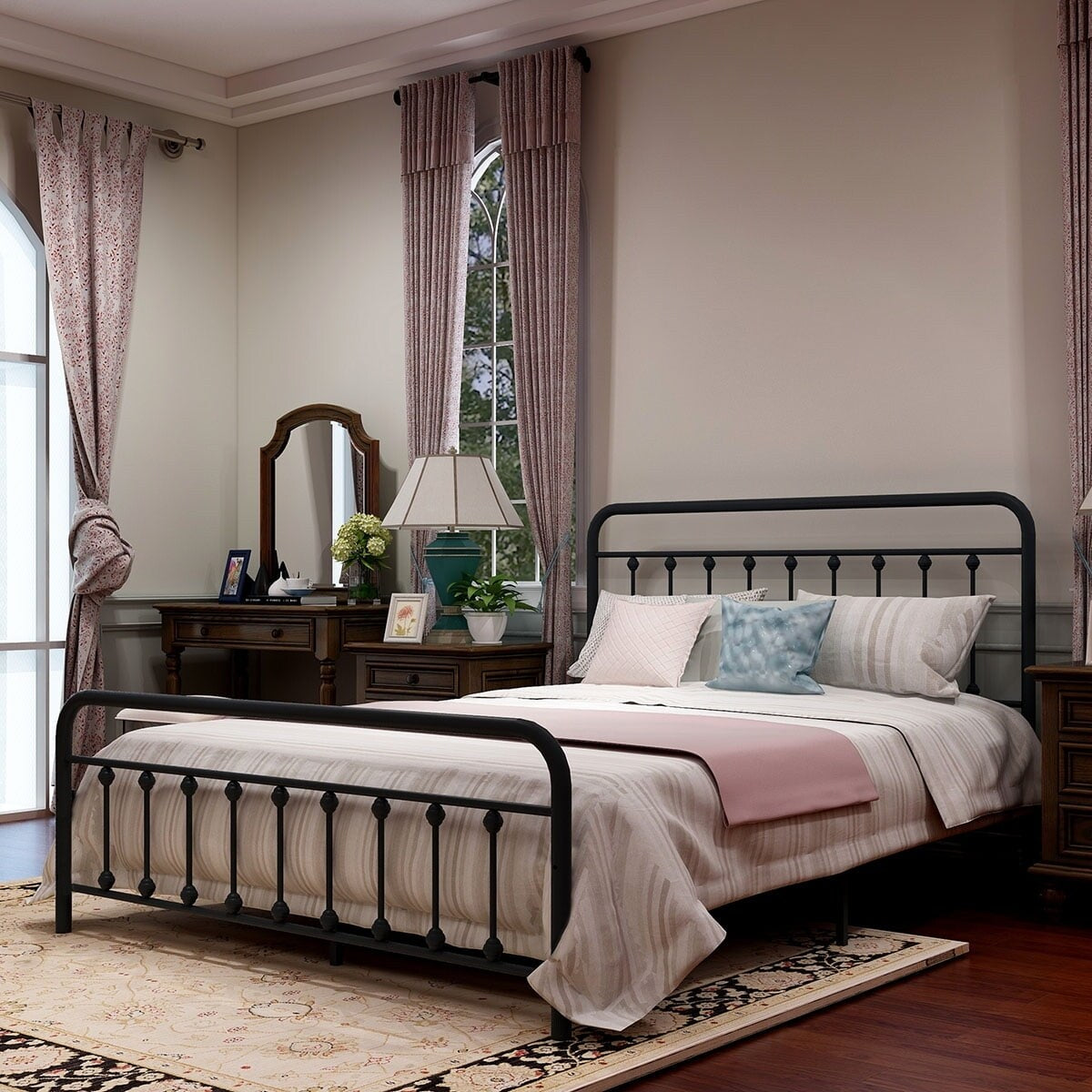 Goutwel Metal Bed Frame Victorian Vintage Style Headboard and Footboard