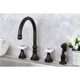 Kingston Brass Governor Widespread Kitchen Faucet with Brass Sprayer