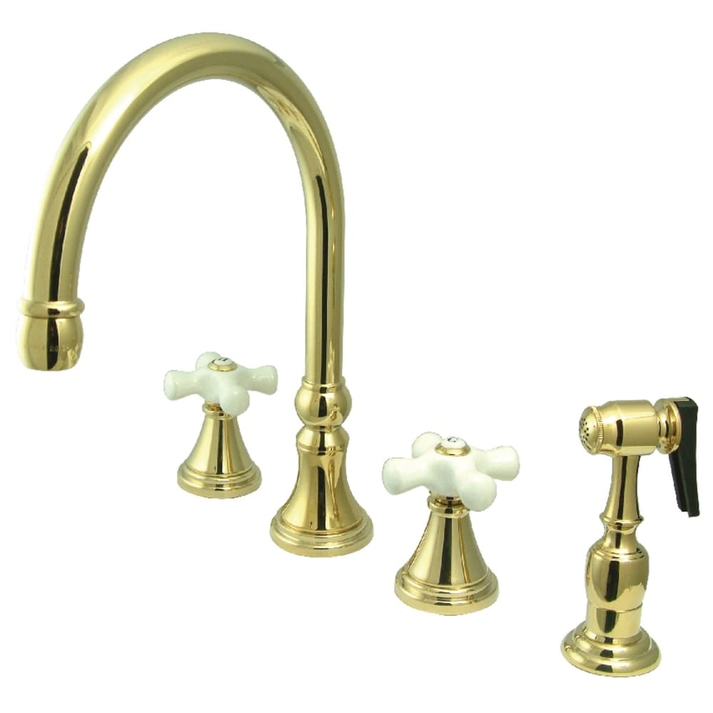 Kingston Brass Governor Widespread Kitchen Faucet with Brass Sprayer