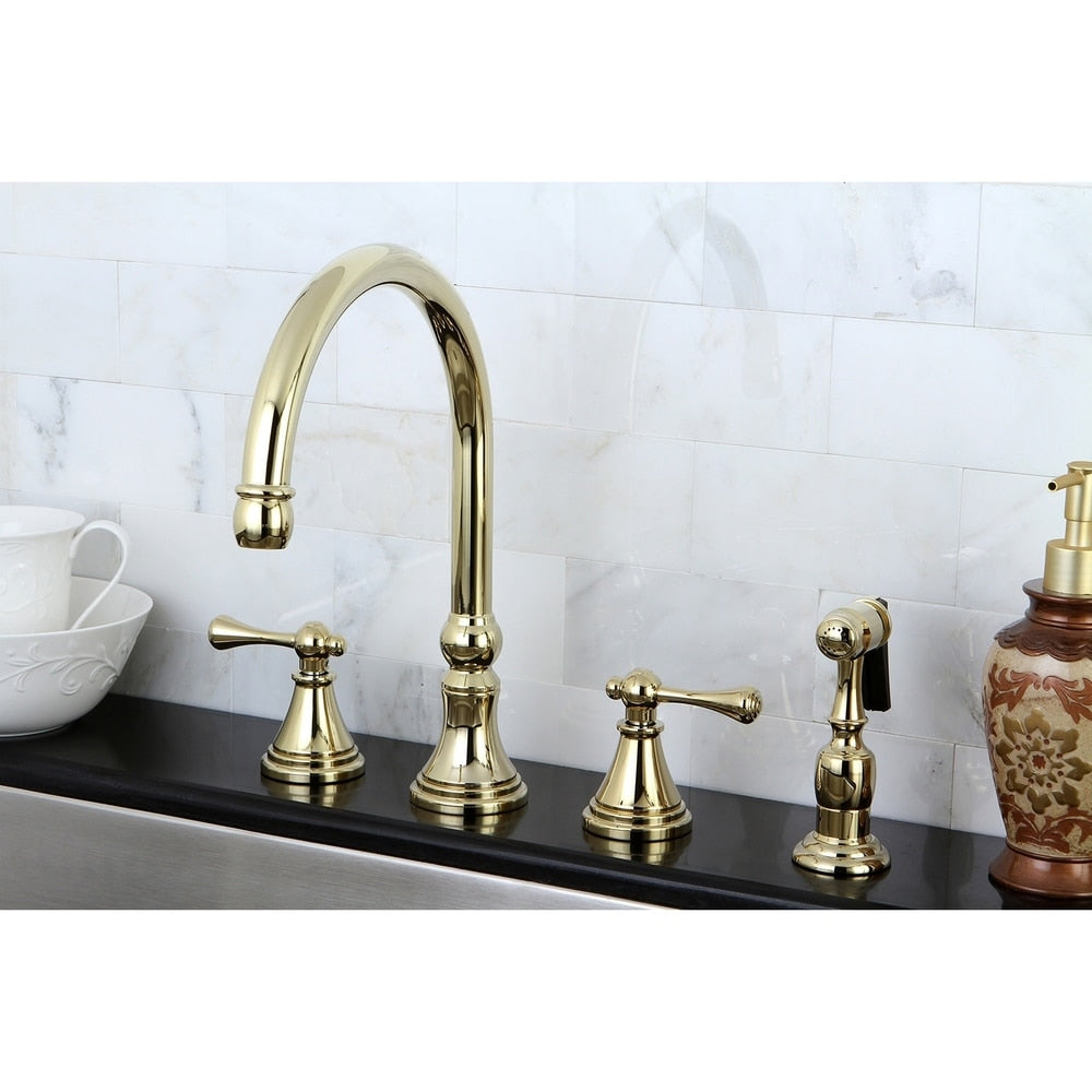 Kingston Brass Governor Widespread Kitchen Faucet with Brass Sprayer