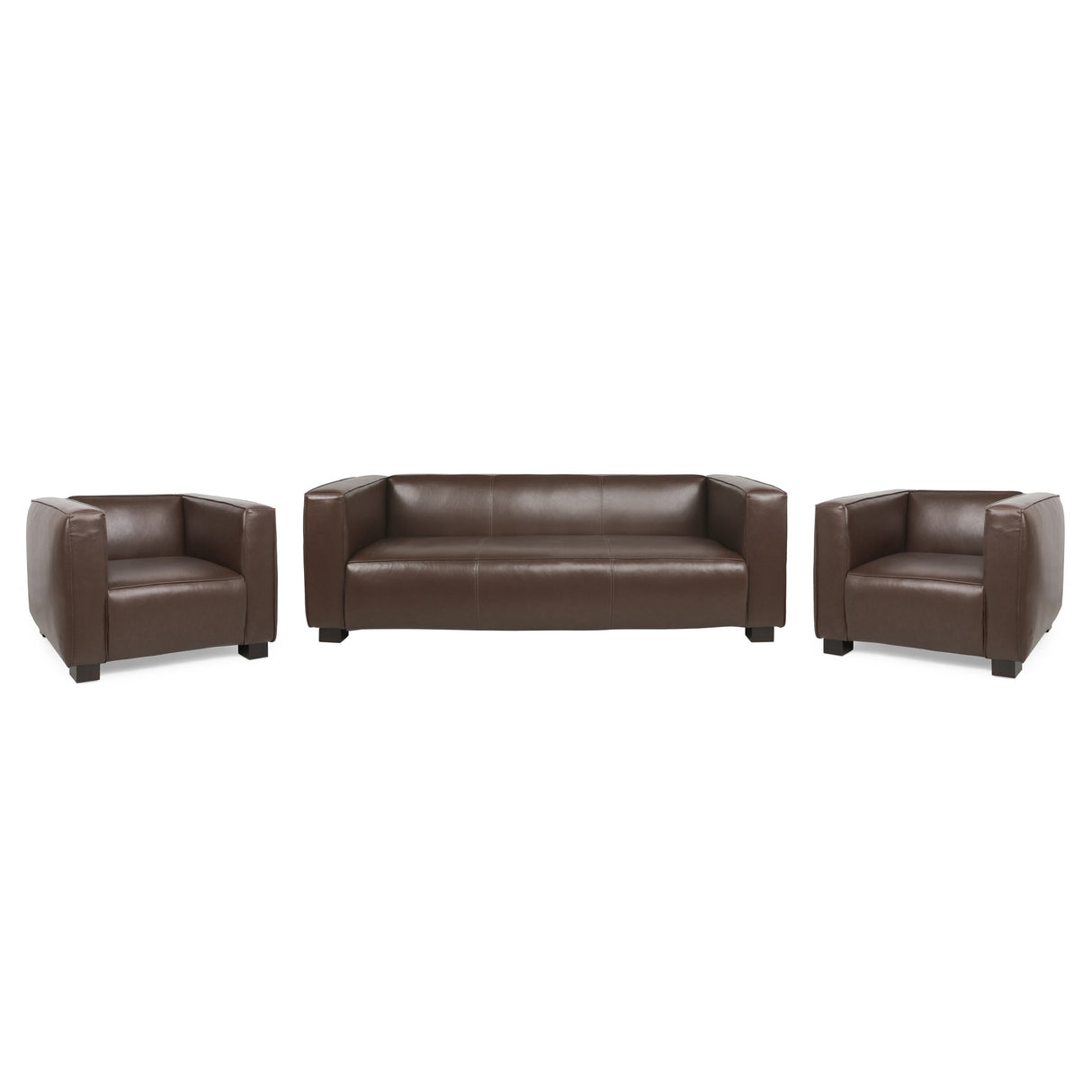 Goyette Faux Leather 3 Piece Club Chair and Sofa Set by Christopher Knight Home