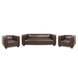 Goyette Faux Leather 3 Piece Club Chair and Sofa Set by Christopher Knight Home