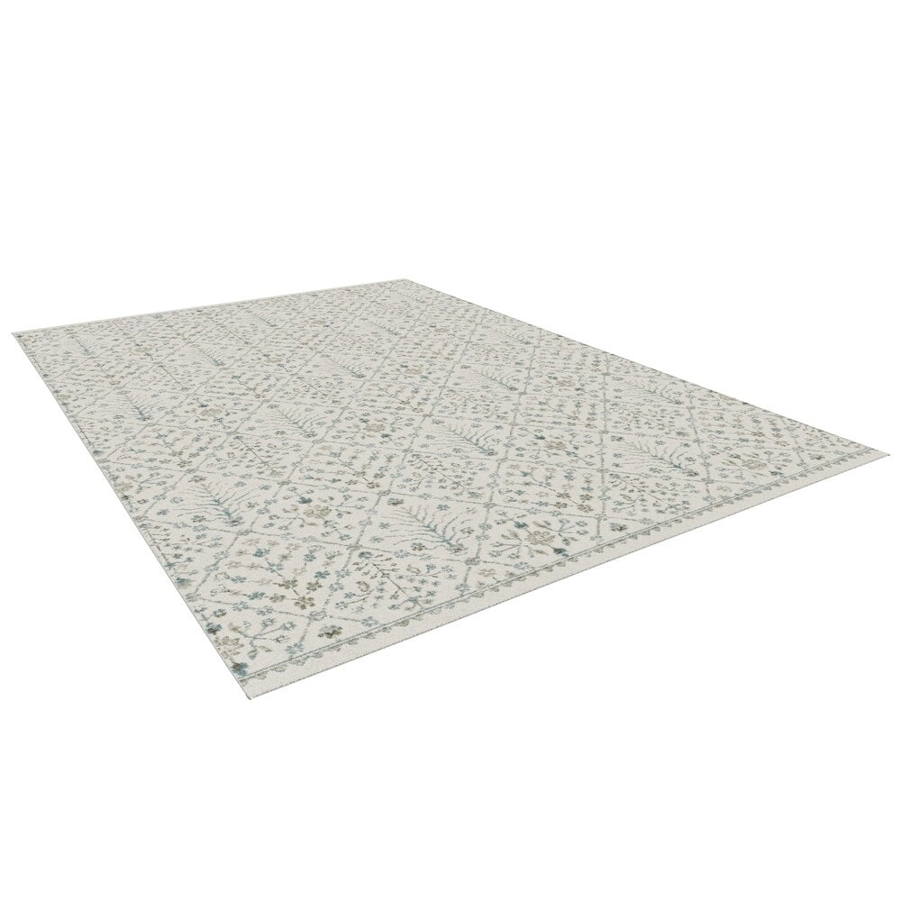 Graceland Traditional Diamond Cream Area Rug - 5'3" x 7'6"