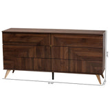 Graceland Mid-Century Modern Transitional Walnut Brown Finished Wood 6-Drawer Dresser