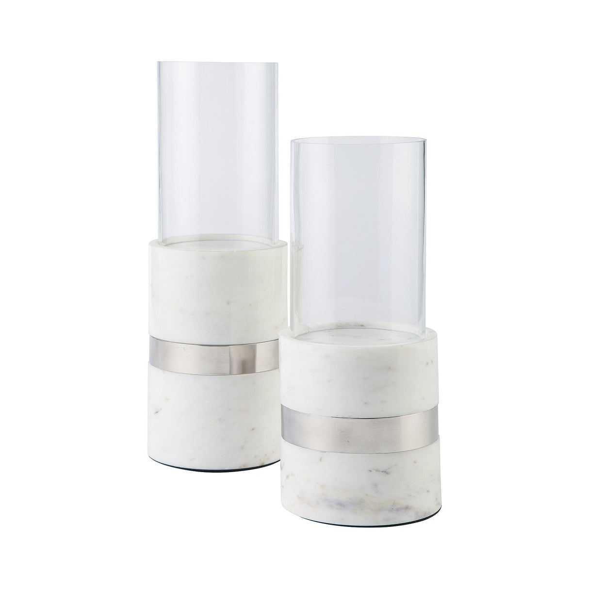 Gracelyn White Candle Holder Set, 2 Count - 4.5" W x 4.5" D x 13" H & 11" H