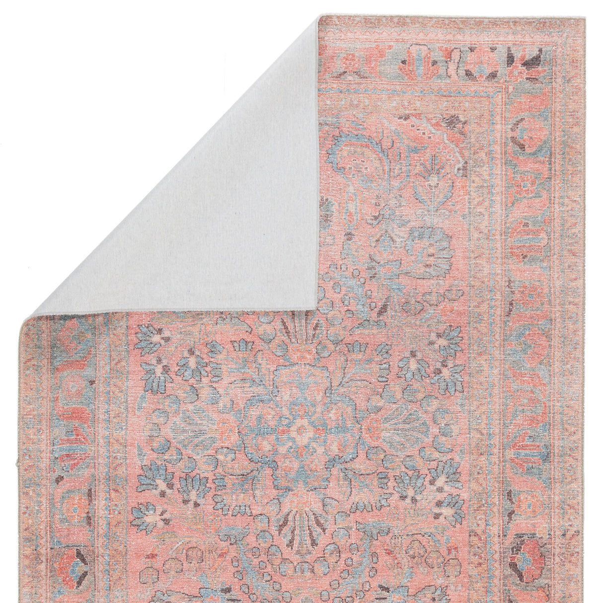Machine Washable Gracewood Hollow Cumper Pink/ Light Blue Medallion Area Rug