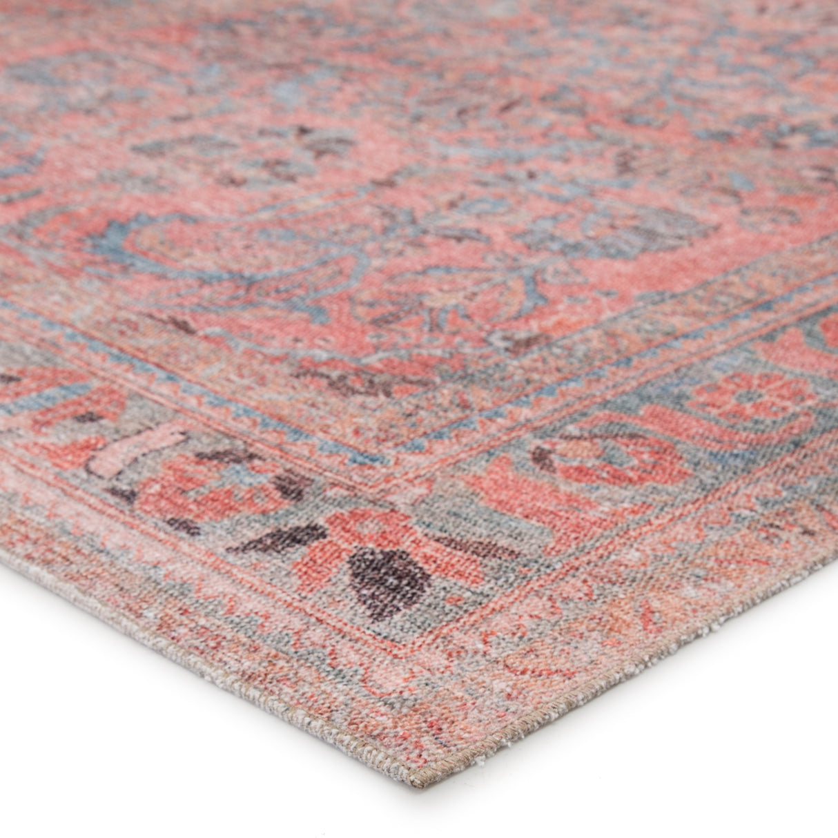 Machine Washable Gracewood Hollow Cumper Pink/ Light Blue Medallion Area Rug