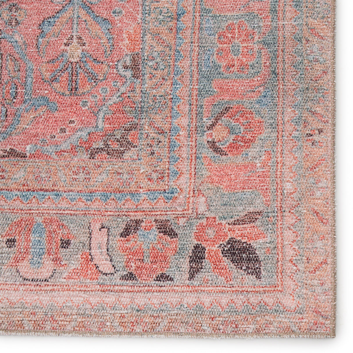 Machine Washable Gracewood Hollow Cumper Pink/ Light Blue Medallion Area Rug