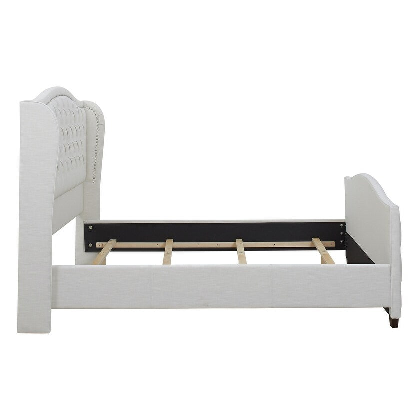 Gracewood Hollow Follett Tufted Wingback Upholstered Bed
