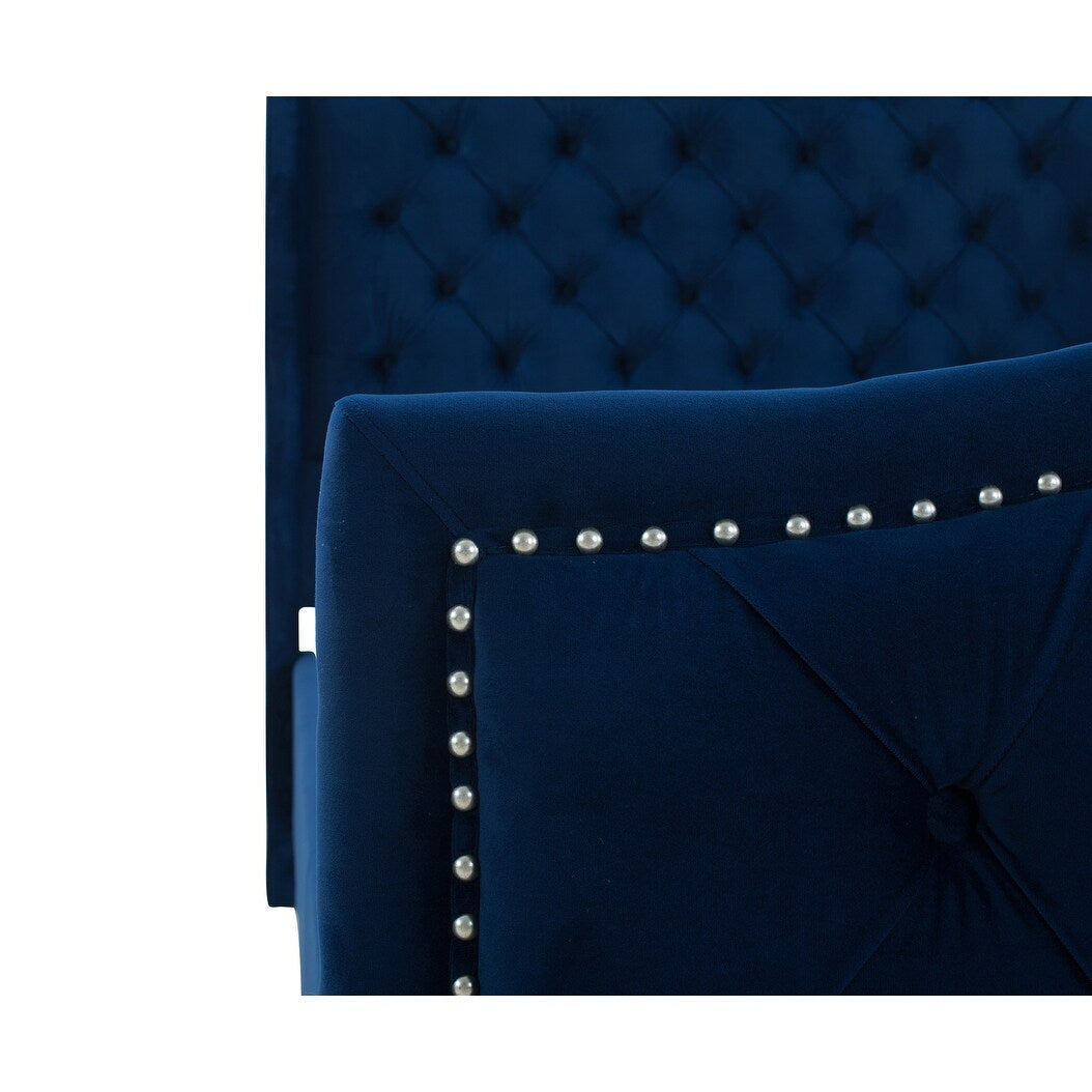 Gracewood Hollow Follett Tufted Wingback Upholstered Bed