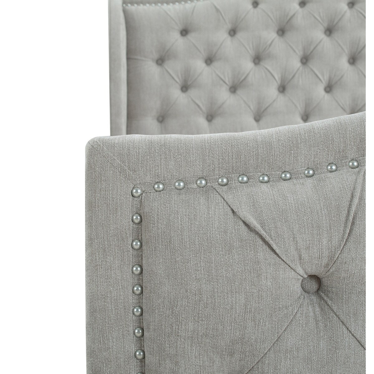 Gracewood Hollow Follett Tufted Wingback Upholstered Bed