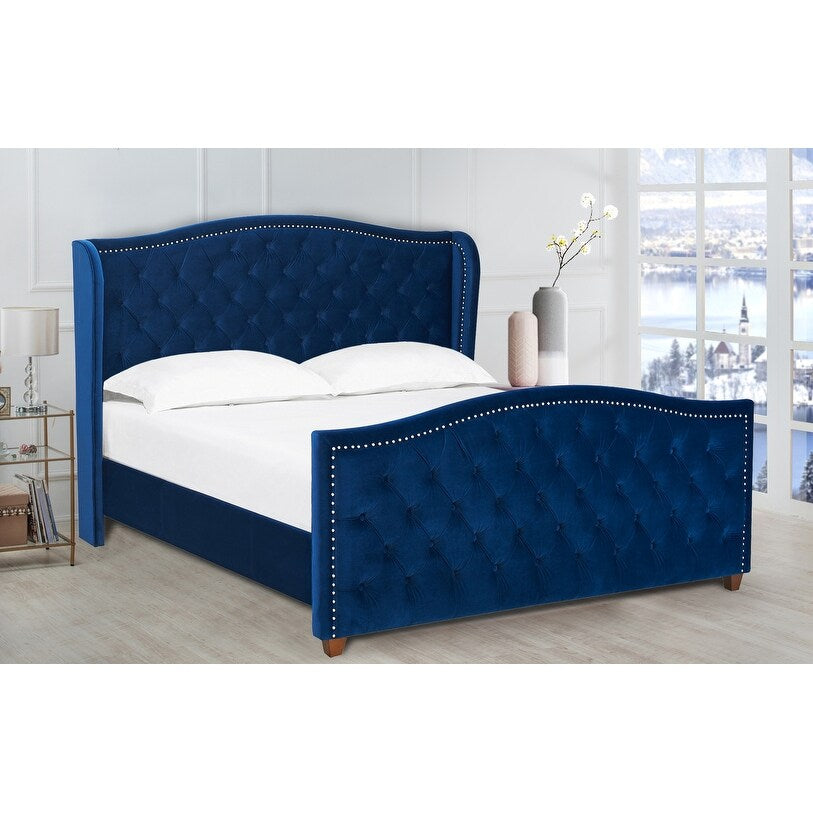 Gracewood Hollow Follett Tufted Wingback Upholstered Bed